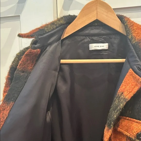 Anine Bing Orange and Black Plaid Jacket - Picture 3 of 11